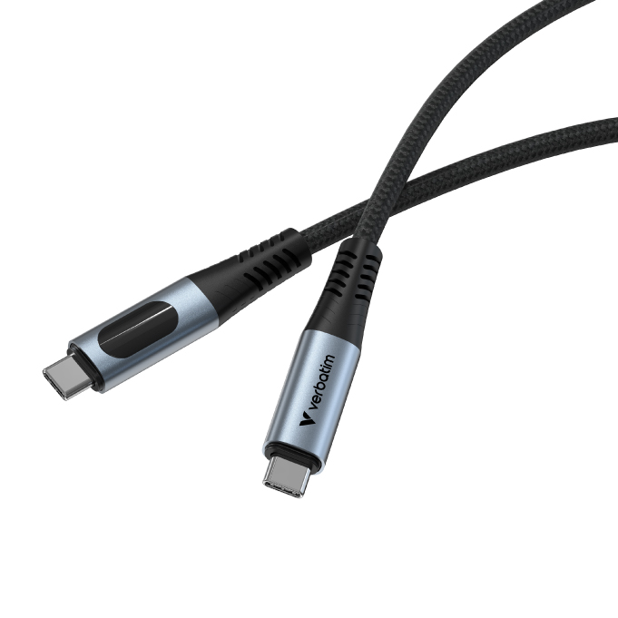 Verbatim Sync & Charge Cable 100W USB-C to USB-C with LED Display (120cm)